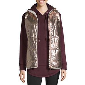 Xersion Women Gold Puffer Vest Size: S